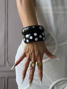 3pcs/Set Charming Resin Wide Chunky Bangle Bracelet Set For Women, Gift For Her - Multicolor - View 3
