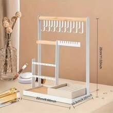 1PC 1pc Jewelry Box, White Rectangular Velvet Ring Holder, 4-Layer Design, 15 Hooks For Necklaces, 16 Holes For Earrings, No Power Required. Perfect Gift Choice: Graduation Season, Summer, Halloween And Valentine's Day - Multicolor - View 9