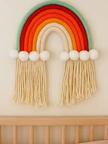1pc Rainbow Woven Bohemian Style Multicolor Macrame Arch Wall Hanging Decor, Bedroom Room Decoration, Cozy Matching Hanging Ornament, Comfortable Space Photo Backdrop Prop, Bay Window Decoration - A - View 8