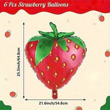 6pcs Cute Red Strawberry Foil Balloons Set For Strawberry Theme Kids Birthday Party Decoration - View 3