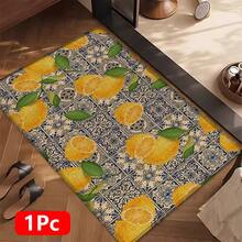 1pc, Home Decor, Lemon Pattern Print, Linen Kitchen Rug, Kitchen Mat, Floor Mat, Bathroom Mat, Door Mat, 3D Print Rectangular, Suitable For Living Room, Bedroom, Hallway, Bathroom, Laundry Room - Polyester Rug, Suitable For Indoor And Outdoor Home Decor - Multicolor - View 14