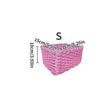 3 件（S+M+L）/套手工编织储物篮，纸绳材料整理篮，适用于客厅、卧室、橱柜、办公室、家居装饰、农舍装饰、节日礼物收纳，可重复使用的文具、衣服、玩具、化妆品、办公桌收纳盒，理想的礼品篮 - 粉色 - 查看 10