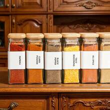 12pcs Glass Jars With Bamboo Lids, Glass Jars With Airtight Lids, Transparent Jars With Lids, Suitable For Spices, Cookies, Candy, Tea, Coffee Beans And Rice, Spice Jar Set - Multicolor - View 6