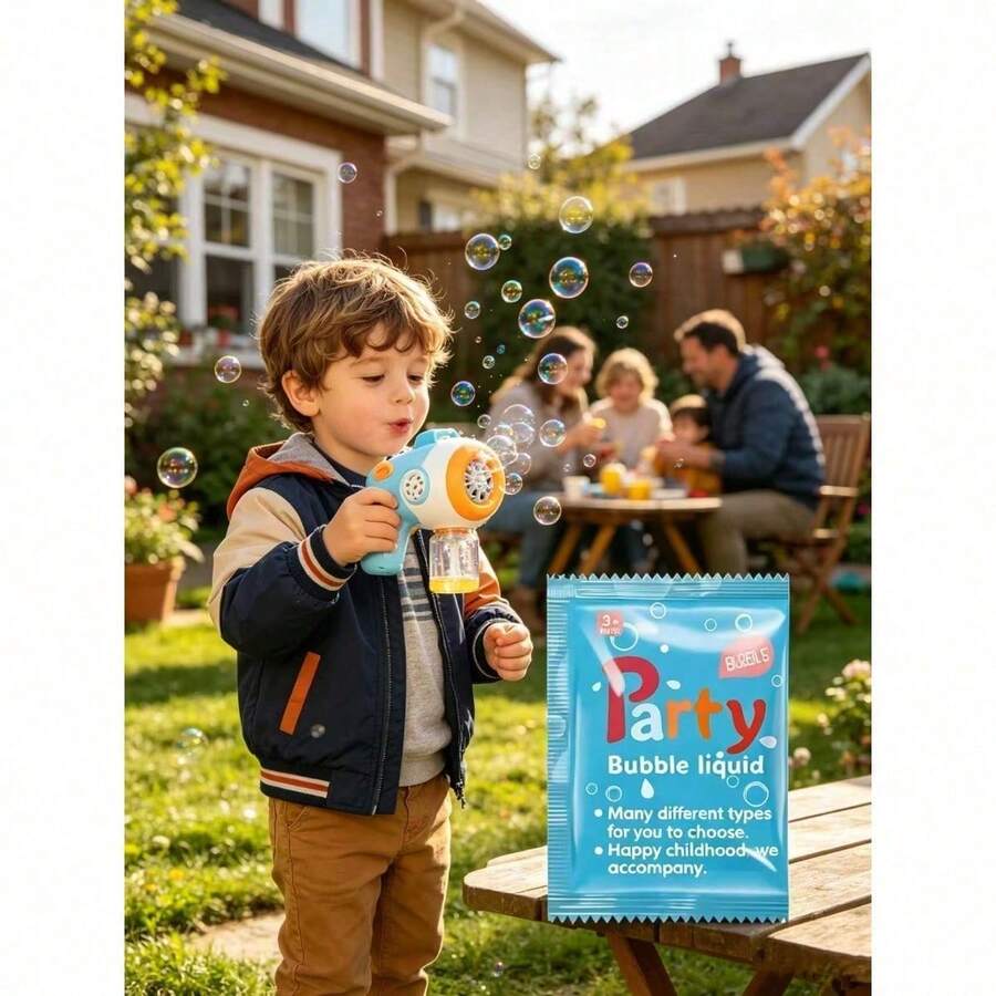 Set di giocattoli pistola a bolle per bambini, ricarica soluzione per bolle, regalo per feste all'aperto, compleanni e vacanze, 3+ ragazzi e ragazze, essenziale per campeggio all'aperto e giochi in giardino, crea un'atmosfera da sogno con le bolle - Multicolore - Visualizzare 1
