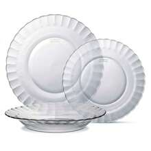 DURALEX | Complete Dinnerware Set For 4 People, 12 Pieces, Ultra-Resistant Tempered Glass, Microwave And Dishwasher   - Duralex Glass Dinnerware With Elegant And Durable Design - 12件套餐具,透明材質,附浮雕圖案 - 查看 2