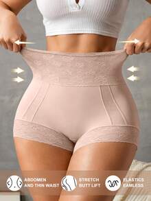 1pc Women's High Waist Tummy Control Butt Lifting Shapewear Panties, Suitable For Various Occasions - Champagne - View 1