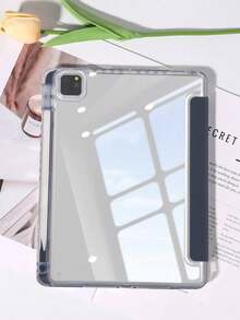 1件透明壓克力三折深藍色平板保護殼，相容 iPad Mini6/Mini7/9.7/10.2/10.5/Air4/Air5/10.9/Pro 11 吋/10代/Pro11-In.(M4)-2024/Air 7(M3)2025(11吋)/Air 8(M4)2026(11吋)/(A16) 11 吋 11 代 2025 型號，三折支架、內置筆槽、高透明壓克力背蓋、防摔、休眠/喚醒，簡約/經典/休閒，不含筆，部分型號配有相機框 - 深藍 - 查看 4