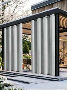 FLYINGCURTAINS 1pc Indoor/Outdoor Waterproof Curtain Panel - Insulated, UV Protection & Blackout, Grommet Top, Suitable For Patio, Gazebo, Porch, Sold Individually (Multiple Colors And Sizes Available) - white ash - View 10