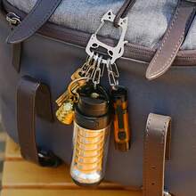 Cat Shaped Outdoor Keychain, Stainless Steel Portable 4pcs S-Shaped Quick Release Cute Hooks, Multi-Function Stainless Steel Quick Detach Keychain, Outdoor Travel Backpack Accessory, Key Water Bottle Equipment Hook - Multicolor - View 11