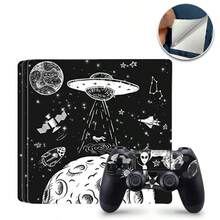 1 Set Printed Pattern Skin Stickers Compatible With PS4 Slim Game Console, Waterproof Scratch-Resistant Controller Personalized Decoration Protective Film - View 4