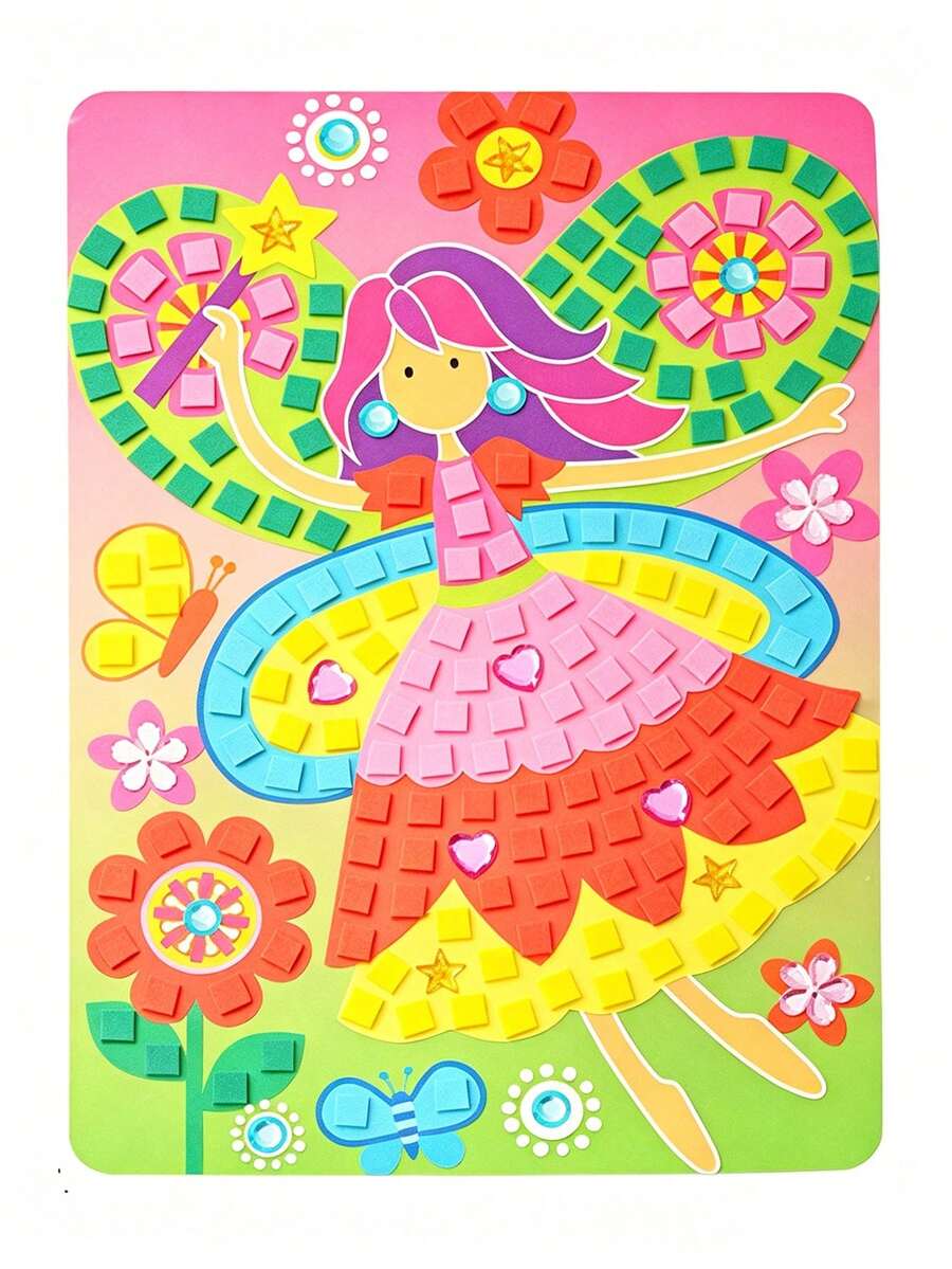 Children's Educational Mosaic Tile Puzzle Sticker DIY Craft Material Kit - Multicolor - View 1