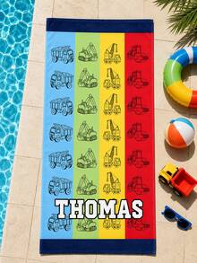 Personalized Children's Beach Towel With Customizable Name, Perfect Summer Birthday Gift, Suitable For Various Summer Occasions. Beach Towel And Accessories, Suitable For Beach, Swimming Pool, Travel, Camping, Yoga And Other Scenes. - Multicolor - View 8