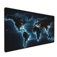 1 Stück große Weltkarte Mauspad, blau leuchtendes Design im Dunkeln, Gummibasis, 35,4 X 15,7 Zoll, rechteckige Schreibtischunterlage für Gaming und Büro PC Zubehör, - Laptop Mauspad | Schulbedarf | Gaming Setup | Büro Zubehör - Weltkarte (blau) - Übersicht 10