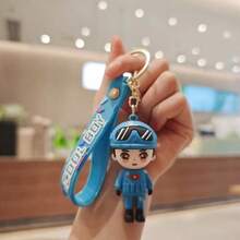 1pc Cartoon Soldier Figurine Keychain, Realistic Standing Soldier Model Key Ring, Portable Bag Chain, Daily Commute Personalized Decoration, Party Small Gift - Multicolor - View 6