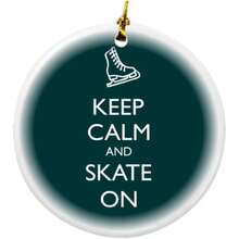 Caballero Keep Calm and Skate ON Color Verde Diseo Ronda a Doble Cara de Porcelana Navidad Ornamentos - inicial - Ver 1