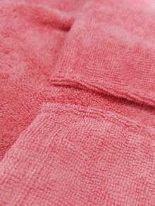1pc Thickened Microfiber Warm Absorbent Soft Solid Color Embroidered Home Swimming Fitness Travel Beach Surfing Cape Cloak Bathrobe - Pink - View 4
