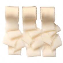 3rolls One Pack,15yard White Chiffon Ribbon, Fringe Fabric Ribbon, Handmade Wedding Bouquets Material, Gift Packaging Materials, Cake Decor Ribbon, Clothing Decor, Wedding Decor, Party Decor, Gift Decor, Bow Decor - Ivory - View 6