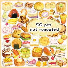 50pcs Delicious Dim Sum Cartoon Food Material Cheese Bun Sandwich Creative Decoration Notebook Cup Stickers - Delicious Desserts - 2024X - View 11
