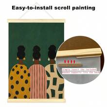 1pc Framed/Unframed Bohemian African Fashion Poster, African Girl Woman Folk Art Wall Decor, Vintage Minimalist Aesthetic Scroll Painting, Suitable For Hallway, Living Room, Bedroom Modern Home Decor - A - View 5
