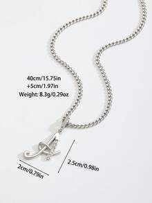 1pc Shiny Letter Crown Pendant Cuban Chain Necklace A-Z Customizable Name Letter Necklace, Suitable For Women Party Wear - Gold - View 10