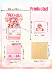 3D Pop-Up Birthday Card For Daughter, Birthday Surprise Explosion Box With Cake, Balloons And Party Decorations, Commemorative Gift For Daughter - Multicolor - View 6