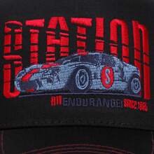 1pc Endurance Race Car Graphic Mesh Trucker Cap, Multi-Color Two-Tone Vintage Racing Summer Baseball Hat - A - View 5