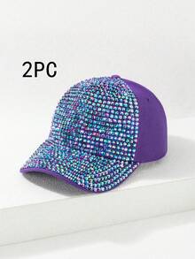 1 pieza Gorra de béisbol de protección solar para mujer con diamantes de imitación en color AB, Halloween - Multicolor - Ver 43