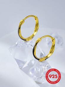 1 Pair Elegant 925 Silver Mobius Loop Resin Dangle Earrings For Women, Suitable For Daily, Party, Date - Gold - View 5