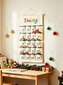 1 buah Kalender Advent Natal yang Dipersonalisasi, Gaya Nama Rajutan Buatan Tangan, Tas Penyimpanan Nama yang Dipersonalisasi untuk Dinding Kamar, Kantong Dinding Kain Serbaguna, Kalender Hitung Mundur Liburan, Penyimpanan Harian Rumah, Tas Gantung Dinding Nama yang Disesuaikan - MultiWarna - View 4
