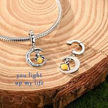 1pc Glow-In-The-Dark Firefly Moon Lighthouse Pendant Charm For European Snake Chain Bracelet Necklace DIY Beaded Pendant Valentine's Day Birthday Camping Gift Starry Sky Style Cat Lover Nautical Beach Vacation Glow-In-The-Dark Accessory Night Use Party Halloween Wear - Silver - View 6