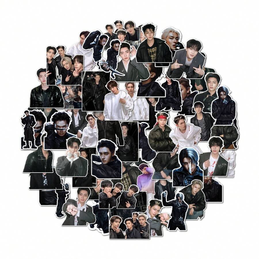 60張 K-POP ENHYPN THE SIN VANISH 第7張迷你專輯黏貼貼紙，高畫質防水 ENHYPN 成員 Jungwon、Heeseung、Jay、Jake、Sunghoon、Sunoo 和 Ni-Ki 照片貼紙，適合裝飾手機殼和剪貼簿 - 彩色 - 查看 1