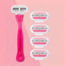 Bikini Area Women's Razor, 3-Layer Stainless Steel Safety Blades, Replaceable Razor Head, Suitable For Private Area, Underarm And Leg Hair Removal - Baby Pink - View 13