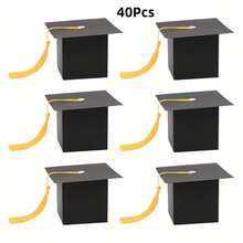 Black Graduation Cap Candy Boxes With Tassel, Mortarboard Shaped Gift Favor Boxes, Graduation Party Supplies Empty Treat Boxes For Class Of 2026 Celebration Gift Packaging - View 12