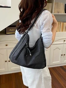 Mochila de gran capacidad estilo coreano, nuevo bolso bandolera, bolso de hombro tipo tote versátil y de moda para ir al trabajo - Negro - Ver 6