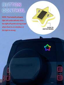 2026 New Star-Shaped Solar LED Car Interior Ambient Light, Heart-Shaped Neon Rear Window Sticker, Sensor Light, 5 Lighting Modes - Cute & Fashionable Car Accessories For Women And Girls, Romantic Car Interior Decor, Gift For Couples - Multicolor - View 8