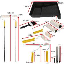 Paint Roller Set With Extension Pole – Complete Kit Includes Roller Sleeves, Tray & Brushes For Wall & Ceiling Painting (UK) - A - View 3