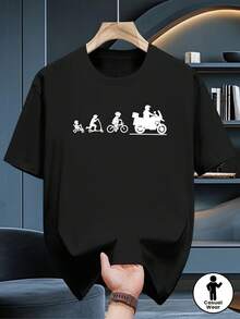 Camiseta de manga corta de 200g, 100% algodón puro, estilo moderno, casual y versátil, seleccionada por Niu Wang. - Negro - Ver 2