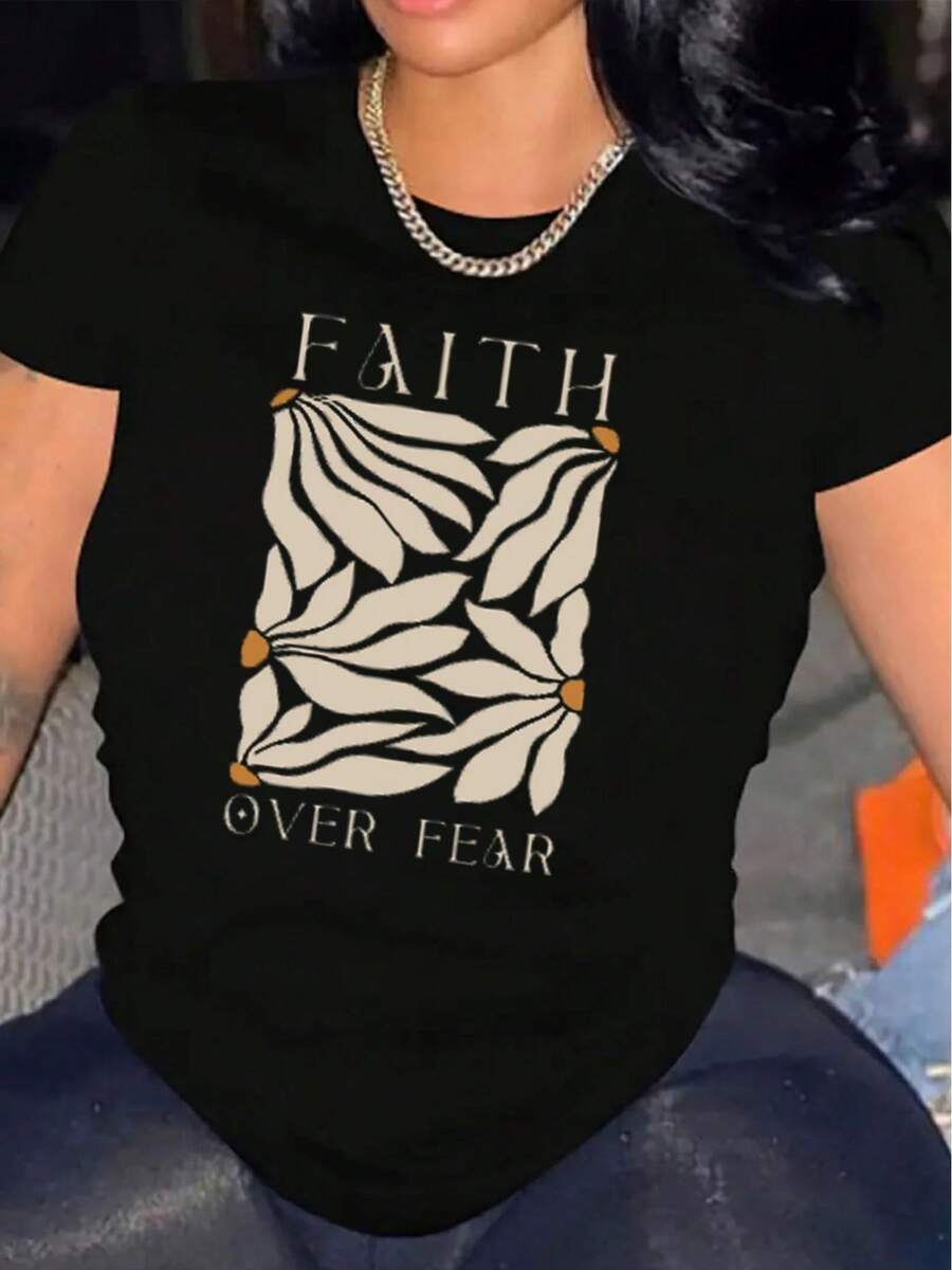 Camiseta Casual de Manga Corta para Mujer Talla, 1 Pieza,% Algodón Pesado - Cuello Redondo Cómodo, Camisetas Suaves y Adorables, Camiseta de Verano - Negro - Ver 1