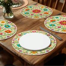 1/2/4/6/8/300pcs Minimalist Abstract Floral Pattern Luxury Placemats, Machine Washable Polyester Material, Heat-Resistant, Stain-Resistant, Waterproof And Easy To Clean, Suitable For Party And Kitchen Decor - Multicolor - View 8