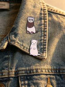 1pc Cute Pet Ferret Enamel Brooch, Adorable Cartoon Weasel Badge, Niche Accessory Gift For Ferret Owners - Multicolor - View 2