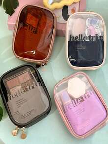 1pc Mini Makeup Bag, Simple Compact PVC Cosmetic Storage Bag, Skincare Toiletry Bag, Multi-Function Wallet, Jewelry Box, Women's Short Clutch, Lipstick Cosmetic Organizer Bag, Inner Small Bag, Waterproof Storage Bag, Portable Travel Bag, Card Wallet, Multi-Function Wallet, Women's Short Wallet, Coin Purse, Card Holder - Hello Package - View 5