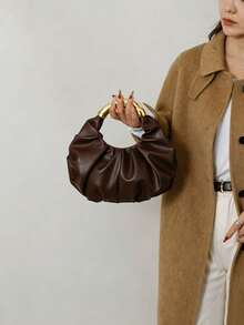 Fashionable Minimalist Pleated Cloud Handbag New Versatile Shoulder Underarm Bag - Coffee - View 3