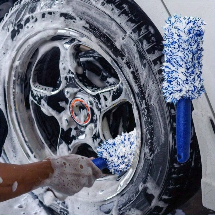 Anti-Scratch Soft Bristle Wheel Cleaning Brush, Deep Detail Rim Brush For Car Truck Motorcycle Hard-To-Reach Area Car Care - Multiple Styles - View 1
