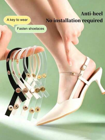 1 Pair Women's Summer Sandals, Double Buckle Straps, Anti-Slip Transparent Straps, Multicolor, High Heel Anti-Slip Straps