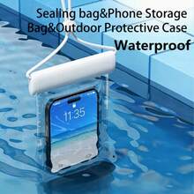 1 pieza Bolsa para teléfono con airbag a prueba de golpes e impermeable, bolsa impermeable, esencial de viaje, bolsa universal impermeable para teléfono, bolsa impermeable para teléfono con airbag, funda impermeable para teléfono con cordón, adecuada para iPhone 15/14/13/12/11 Pro Max, funda impermeable para teléfono para nadar bajo el agua, bolsa seca para teléfono de playa, bolsa deportiva, viaje casual, vacaciones, bolsa de natación de verano, suministros de vacaciones, accesorios de playa, flotador de piscina - Multicolor - Ver 8