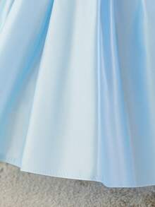 Baby Girl Solid Color Pleated Strap Dress Suitable For Birthday, Party, Outing, Banquet, Wedding Flower Girl, Holiday Celebration - Baby Blue - View 10