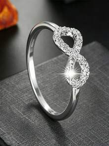 1pc Minimalist Fashion Personalized Symbol Rhinestone Inlaid Ring, Exquisite Luxury Style, Versatile Commuter Accessory - JZ6650 - View 4