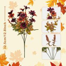 5 piezas de Crisantemo y Margarita Artificiales, Planta de Otoño Resistente a los Rayos UV para Exterior/Interior, Adecuada para Decoración de Jardín, Porche, Boda, Balcón, Habitación, Oficina, Decoración del Festival de Cosecha de Otoño, Ramo de Novia DIY, Festival de Cosecha, Halloween - marrón café - Ver 11