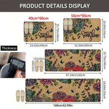 1 pieza, Decoración del hogar, Estampado de patrón floral, Alfombra de cocina de lino, Tapete de cocina, Tapete de piso, Tapete de baño, Tapete de puerta, Impresión 3D rectangular, Adecuado para sala de estar, dormitorio, pasillo, baño, lavandería - Alfombra de poliéster, Adecuado para decoración del hogar interior y exterior - Multicolor - Ver 11