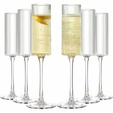 Bộ 1/2/4/6 ly sâm panh pha lê - Ly sâm panh có gân 170ml, cấu trúc bền chắc, không vỡ, có thể tái sử dụng, chất lượng cao, mang đến vẻ lãng mạn cho đám cưới, kỷ niệm hoặc các bữa tiệc ngày lễ, phù hợp cho đám cưới, tiệc cô dâu, lễ Phục sinh, ngày Valentine hoặc lễ đón năm mới. - Xem 1
